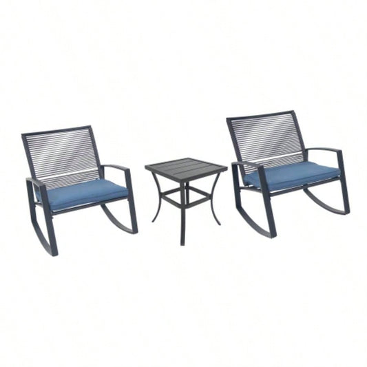 2 - person Outdoor Patio Bistro Metal Rocking Conversation Set With Table