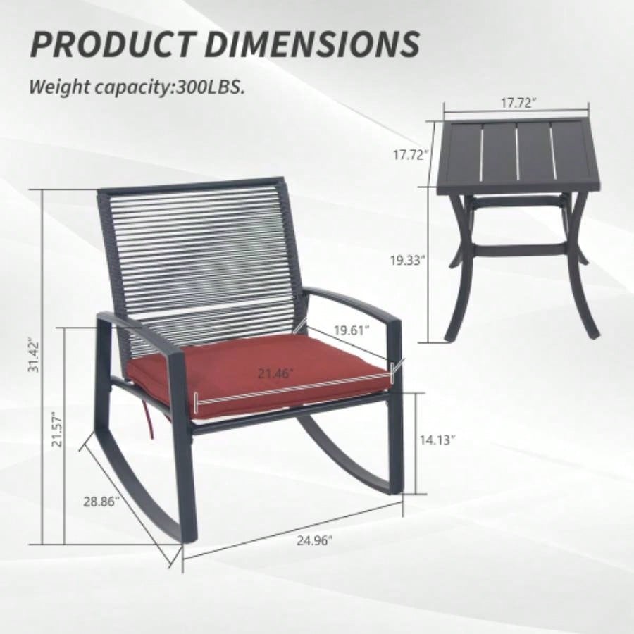 2 - person Outdoor Patio Bistro Metal Rocking Conversation Set With Table