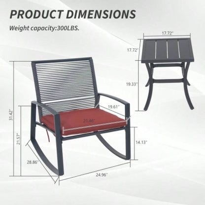 2 - person Outdoor Patio Bistro Metal Rocking Conversation Set With Table