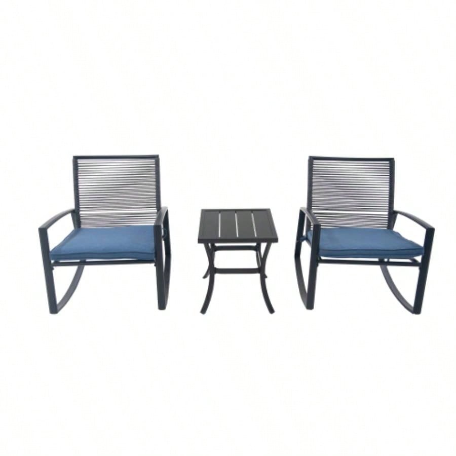 2 - person Outdoor Patio Bistro Metal Rocking Conversation Set With Table