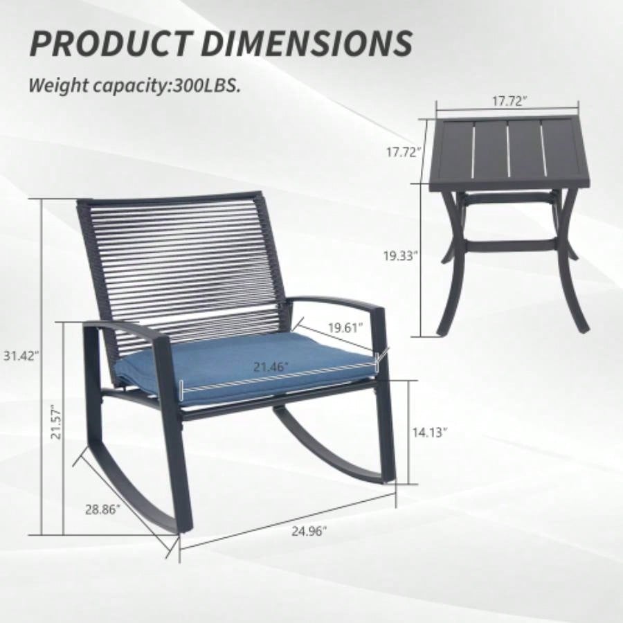 2 - person Outdoor Patio Bistro Metal Rocking Conversation Set With Table