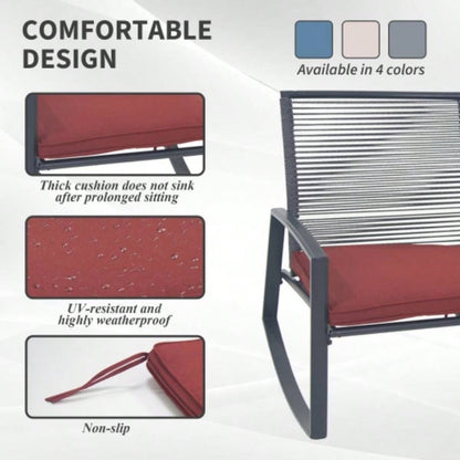 2 - person Outdoor Patio Bistro Metal Rocking Conversation Set With Table