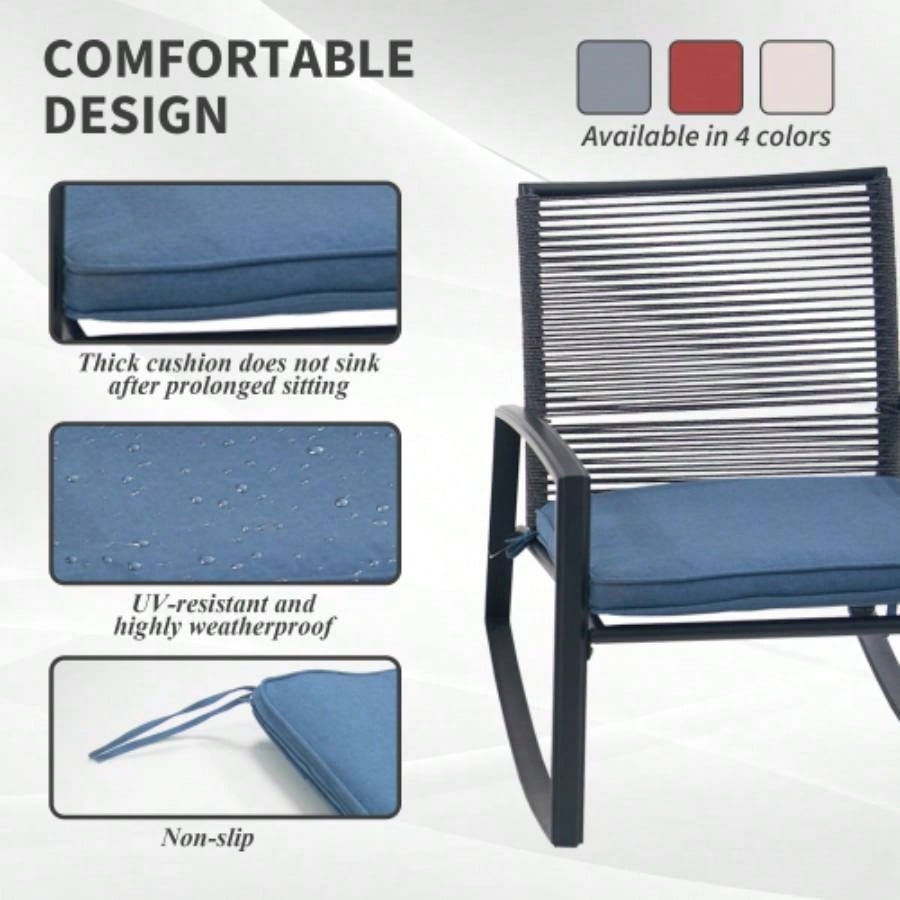2 - person Outdoor Patio Bistro Metal Rocking Conversation Set With Table