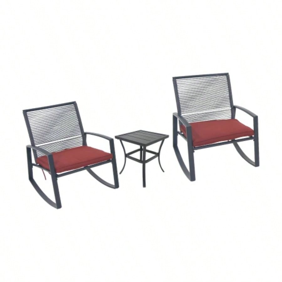 2 - person Outdoor Patio Bistro Metal Rocking Conversation Set With Table