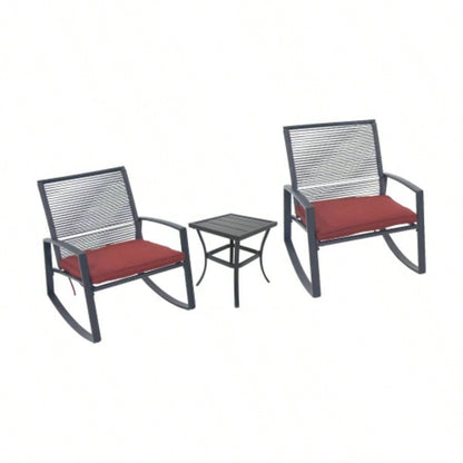 2 - person Outdoor Patio Bistro Metal Rocking Conversation Set With Table