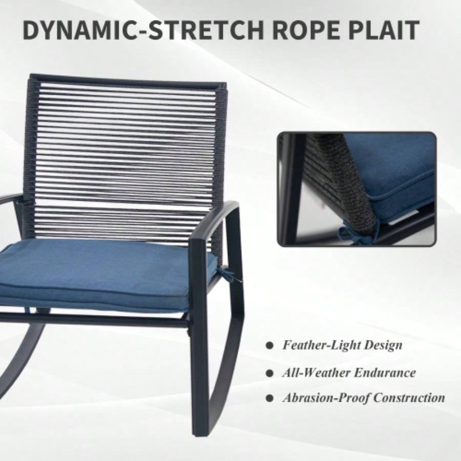 2 - person Outdoor Patio Bistro Metal Rocking Conversation Set With Table