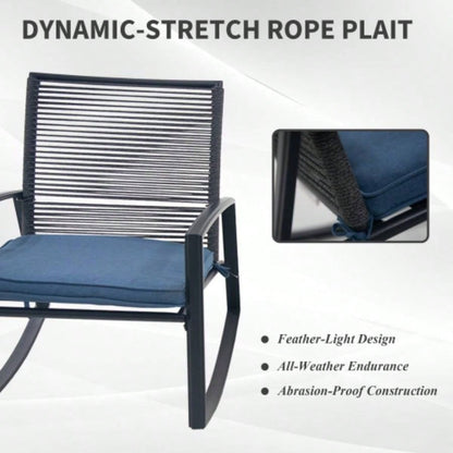 2 - person Outdoor Patio Bistro Metal Rocking Conversation Set With Table