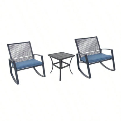 2 - person Outdoor Patio Bistro Metal Rocking Conversation Set With Table