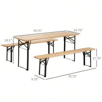 Outsunny 6 Portable Picnic Table and Set, Outdoor Wooden Folding Camping Dining Table Set Patio Garden Outdoor Activities