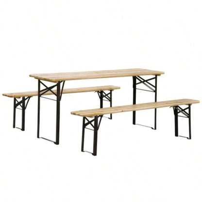 Outsunny 6 Portable Picnic Table and Set, Outdoor Wooden Folding Camping Dining Table Set Patio Garden Outdoor Activities