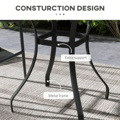 Outsunny 28 Outdoor Dining Table, Faux Wood Patio Furniture, Square Wood - Like Garden Table with Safe Design Deck, Backyard, Lawn, Brown