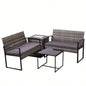 4 Piece Outdoor PE Wicker Furniture Set, Patio Gray Rattan Sectional Sofa Couch with Washable Cushions
