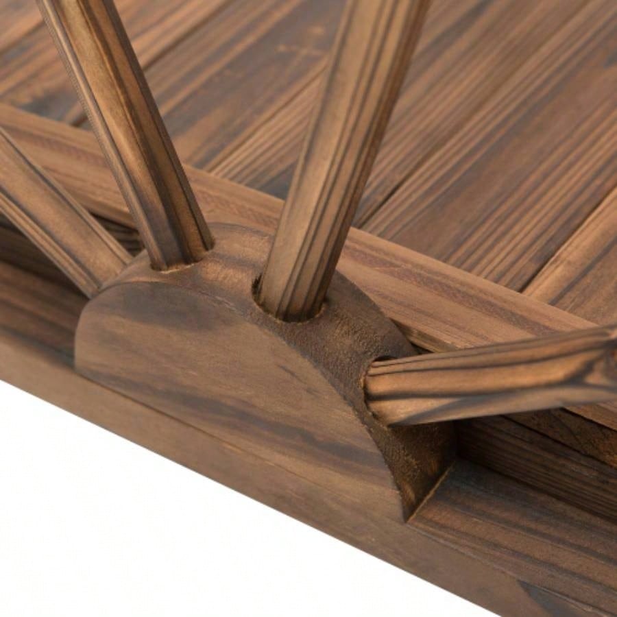 Outsunny 3.3ft Wooden Garden Bridge Footbridge with Half - Wheel Style Railings Solid Fir Construction, Stained Wood