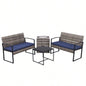 4 Piece Outdoor PE Wicker Furniture Set, Patio Gray Rattan Sectional Sofa Couch with Washable Cushions