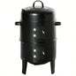 Outsunny Vertical Charcoal BBQ Smoker, 3 - in - 1 16 Round Charcoal Barbecue Grill with 2 Cooking Area, and Thermometer Outdoor Camping Picnic Backyard Cooking, Black