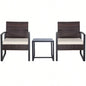 3 Piece Outdoor PE Wicker Furniture Set, Patio Brown Rattan Sectional Sofa Couch with Washable Cushions