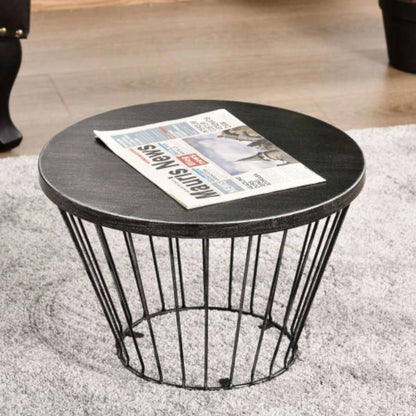 Outsunny 16 Steel Patio Side Table, Garden End Table with Design, Accent Table Outdoor and Indoor Use, Black