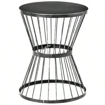 Outsunny 16 Steel Patio Side Table, Garden End Table with Design, Accent Table Outdoor and Indoor Use, Black