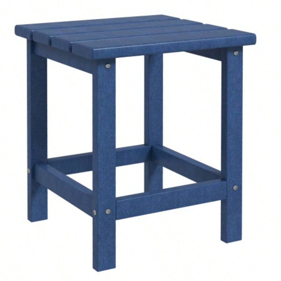 Outsunny Adirondack Side Table, Square Patio End Table, Weather Resistant 15 Outdoor HDPE Table Porch, Pool, Balcony, Blue