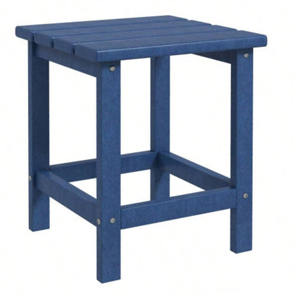 Outsunny Adirondack Side Table, Square Patio End Table, Weather Resistant 15 Outdoor HDPE Table Porch, Pool, Balcony, Blue