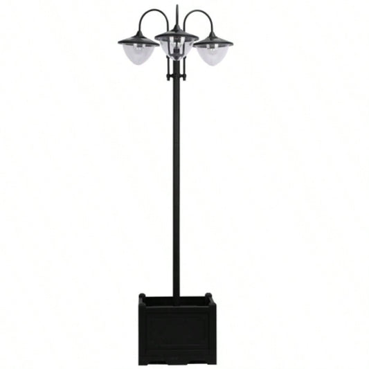 Outsunny 74.5 3 - Lamp Post Street Light with Planter, Automatic - on, 6 Hour Outdoor Ready LED Lighting, Black