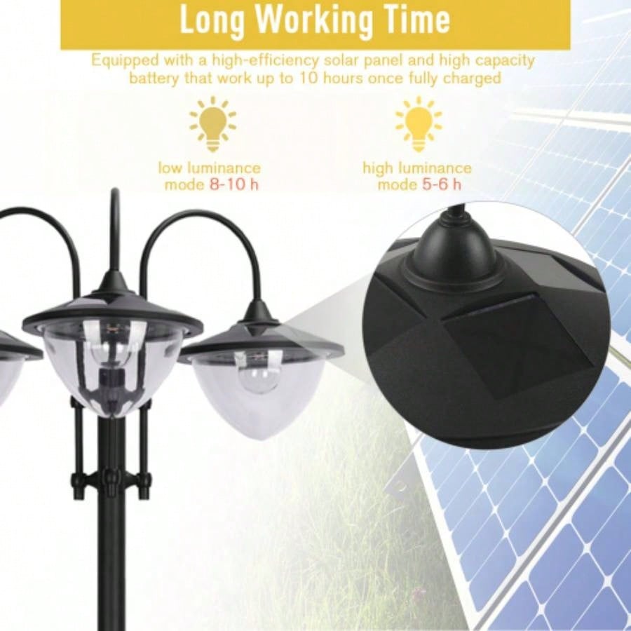 Outsunny 74.5 3 - Lamp Post Street Light with Planter, Automatic - on, 6 Hour Outdoor Ready LED Lighting, Black