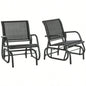 Outsunny Porch Glider Set of 2, Metal Frame Swing Glider Chairs with Breathable Mesh Fabric, Curved Armrests and Steel Frame Garden, Poolside, Backyard, Balcony, Black