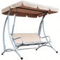 Outsunny 3 - Outdoor Porch Swing Chair, Patio Swing Glider with Adjustable Canopy, Breathable, and Steel Frame Garden, Poolside, Backyard, Beige
