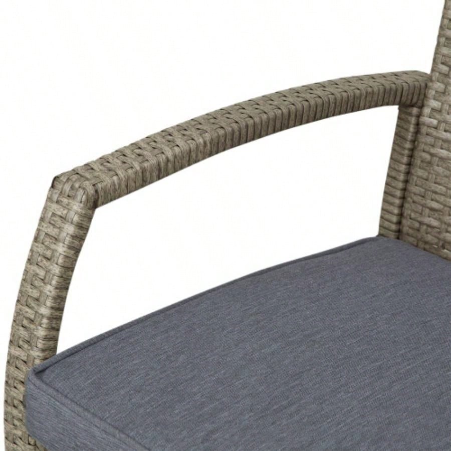 Outsunny 3 PCS Rattan Wicker Bar Set with Wood Grain Top Table and 2 Bar Stools Outdoor, Patio, Poolside, Garden,