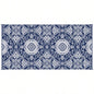 Outsunny Reversible Outdoor Rug Carpet, 9x 18 Waterproof Plastic Straw Rug, Portable RV Camping Rugs with Carry Bag, Large Floor Backyard, Deck, Picnic, Beach, Blue White Floral
