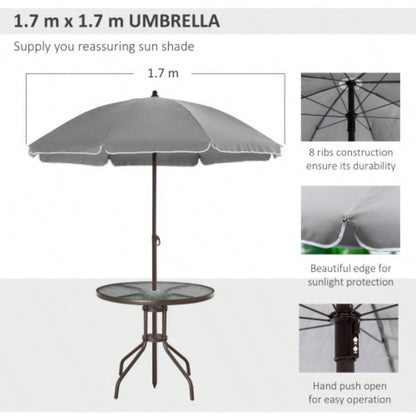 Outsunny 6 Piece Patio Dining Set 4 with, Outdoor Table and Chairs with 4 Folding Dining Chairs Round Glass Table Garden, Backyard and Poolside, Gray