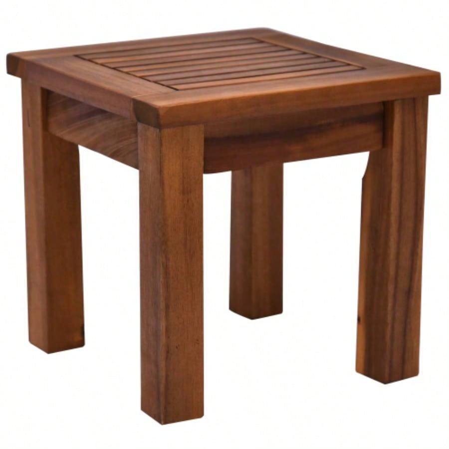 Outsunny 3 Piece Outdoor Side Nesting Table Patio Set with Acacia Wood Build Multi - Functional Design
