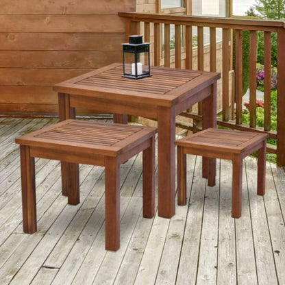 Outsunny 3 Piece Outdoor Side Nesting Table Patio Set with Acacia Wood Build Multi - Functional Design