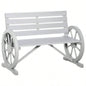 Outsunny 41 Wooden Wagon Wheel, Rustic Outdoor Patio Weather Resistance Furniture, 2 - Person Slatted with Backrest, Light Gray