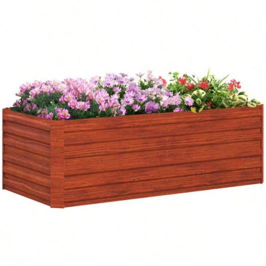 Outsunny Galvanized Raised Garden Bed Kit, Large and Tall Metal Planter Box Vegetables, Flowers and Herbs, Reinforced, 6x 3x 2 Dark Brown