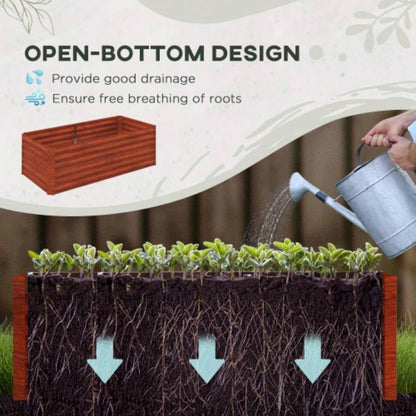 Outsunny Galvanized Raised Garden Bed Kit, Large and Tall Metal Planter Box Vegetables, Flowers and Herbs, Reinforced, 6x 3x 2 Dark Brown