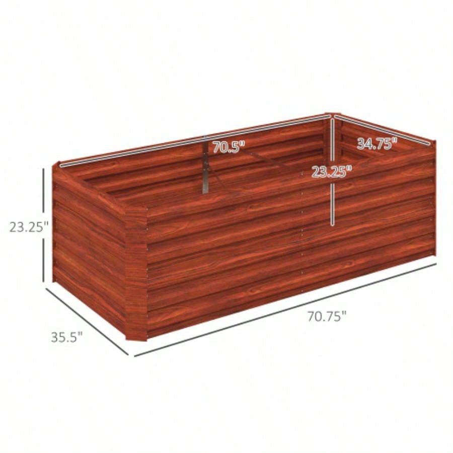 Outsunny Galvanized Raised Garden Bed Kit, Large and Tall Metal Planter Box Vegetables, Flowers and Herbs, Reinforced, 6x 3x 2 Dark Brown