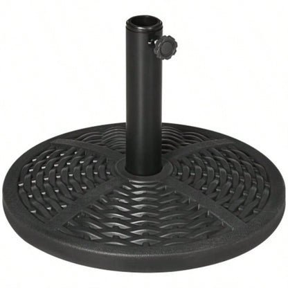 21 lbs. Market Base Holder 18 Heavy Duty Round Parasol Stand with Rattan Design Patio, Black