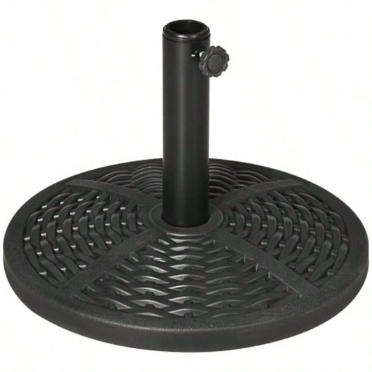 21 lbs. Market Base Holder 18 Heavy Duty Round Parasol Stand with Rattan Design Patio, Black