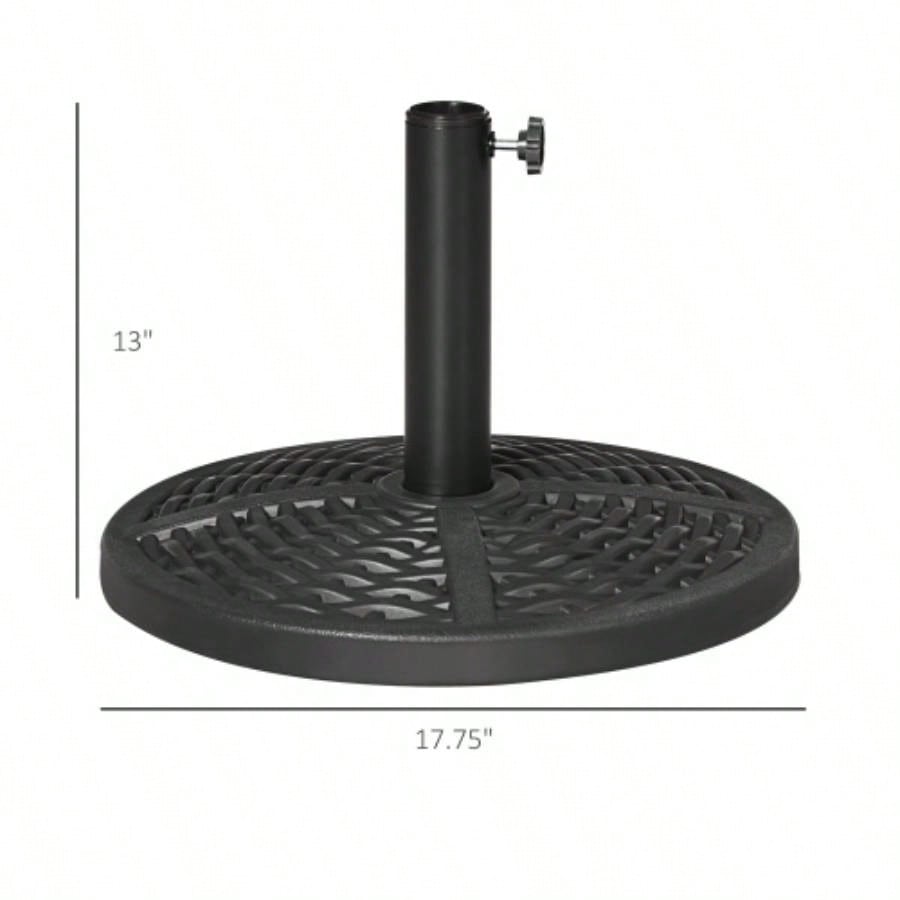 21 lbs. Market Base Holder 18 Heavy Duty Round Parasol Stand with Rattan Design Patio, Black