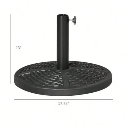 21 lbs. Market Base Holder 18 Heavy Duty Round Parasol Stand with Rattan Design Patio, Black