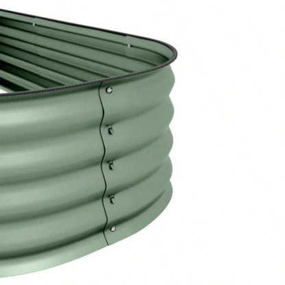 Outsunny 4.9x 2x 1 Galvanized Raised Garden Bed Kit, Outdoor Metal Elevated Planter Box with Safety Edging, Easy Stock Growing Flowers, Herbs Vegetables, Green