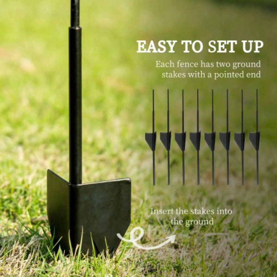 Outsunny Garden Fence, 4 Pack Steel Fence Panels, 11.5 Lx 43 H, Rust - Resistant Animal Barrier Decorative Border Flower Edging Yard, Landscape, Patio, Outdoor Decor, Square Vines