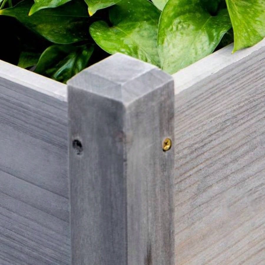 Outsunny Raised Garden Bed with 3 Planter Box, Elevated Wooden Plant Stand with Drainage Holes, Vegetables, Herb and Flowers, Gray