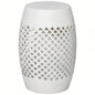 Outsunny 12.5 Steel Patio End Table, Round Hollow Drum Side Table, Accent Table Indoor and Outdoor, White