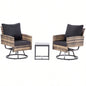 3 - Piece Wicker Patio Furniture Set Rattan Swivel Chairs with Coffee Table, Outdoor Seating Porch, Balcony, Garden Browm Wicker/Black Cushions