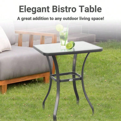 27 Square Bistro Table Garden Dining Table Outdoor Tempered Glass Table