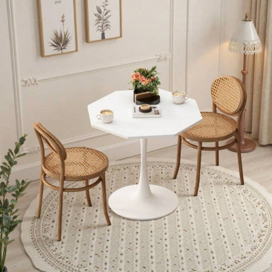 31.50Modern Octagonal Coffee Table with MDF Table Top, Metal Base, Dining Room, Kitchen, Living Room, White