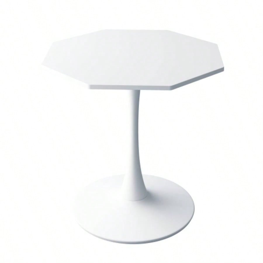 31.50Modern Octagonal Coffee Table with MDF Table Top, Metal Base, Dining Room, Kitchen, Living Room, White
