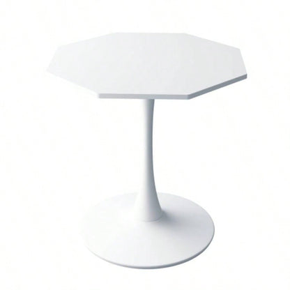 31.50Modern Octagonal Coffee Table with MDF Table Top, Metal Base, Dining Room, Kitchen, Living Room, White
